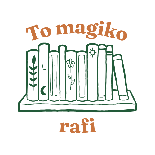 To magiko rafi — illustrated bookshelf with the brand name